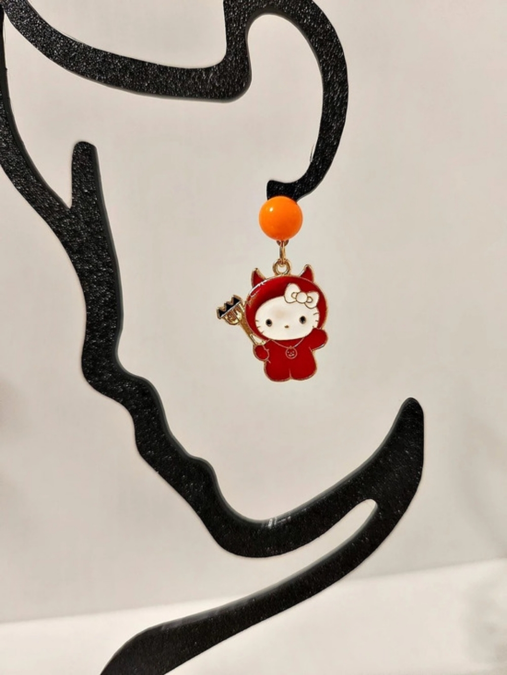 Hello Kitty In Devil Costume Red & Orange Dangle Earrings NWT